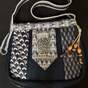 Stylish Navy Patchwork Crossbody Bag